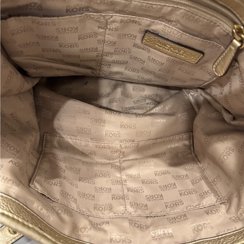 Michael Kors Gold Tote Bag with Metallic Handles - Picture 4 of 11